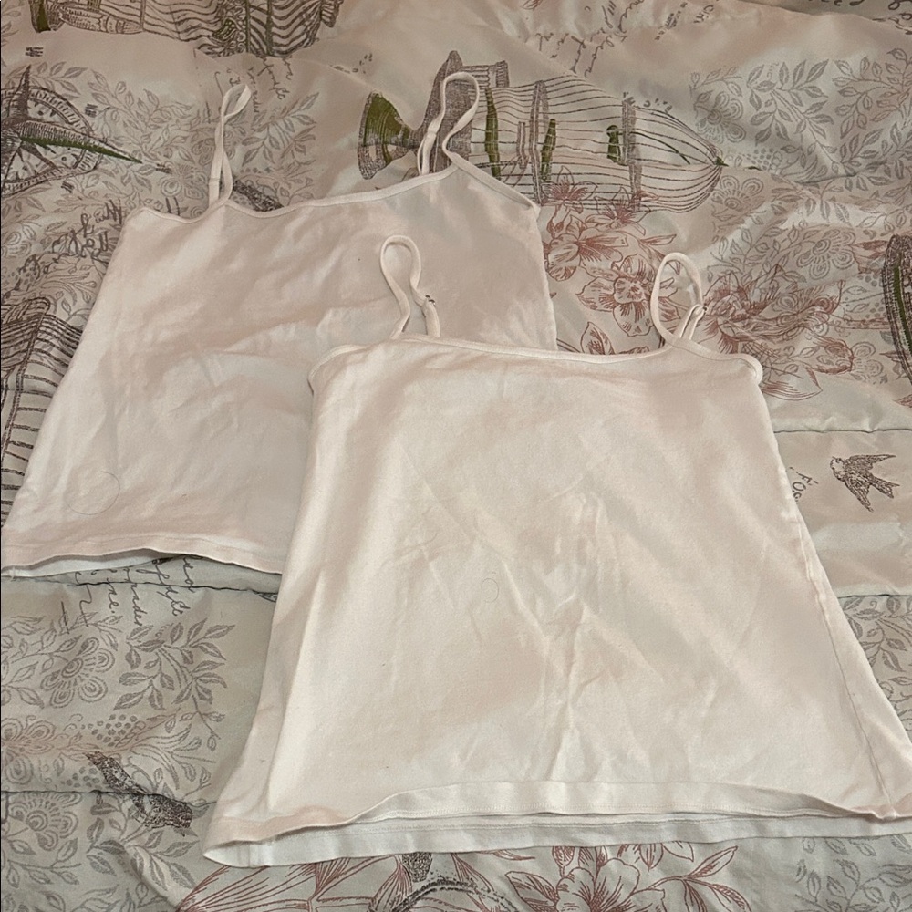 Brandy Melville White Spaghetti Strap Tank Tops (2)